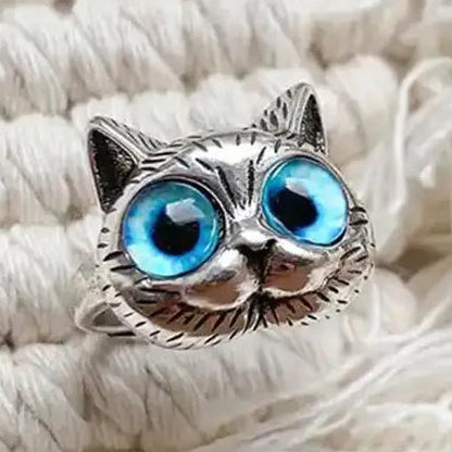 Ojos Azules: El gato de tus Ojos - Hermoso y Singular Anillo AJUSTABLE