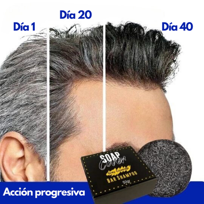 Black Soap Cover™: Champú en barra para cubrir canas de barba y cabello.