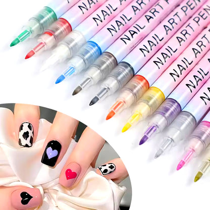 Nail Pen™: Juego de Lápices para Decoración de Uñas - 12 Colores Vibrantes para Diseños Fáciles y Creativos