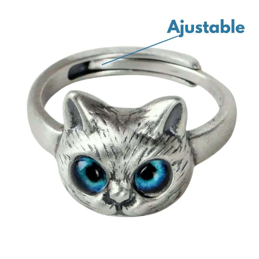 Ojos Azules: El gato de tus Ojos - Hermoso y Singular Anillo AJUSTABLE